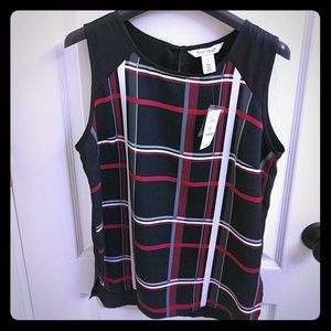 NWT WHBM Plaid Shell Blouse